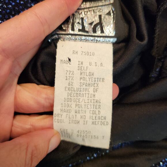 VTG Y2K 90s City Triangles Dress Sz Medium Glitter Blue Maxi Formal Fairy Sparkl - Picture 11 of 11